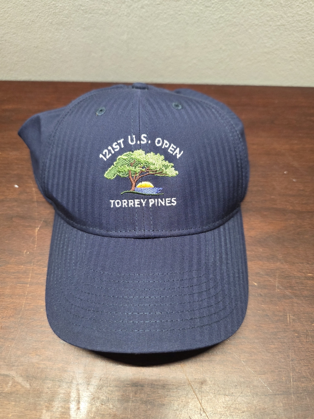 Nike Navy Blue Embroidered Golf Cap with Tree and Sunset Logo